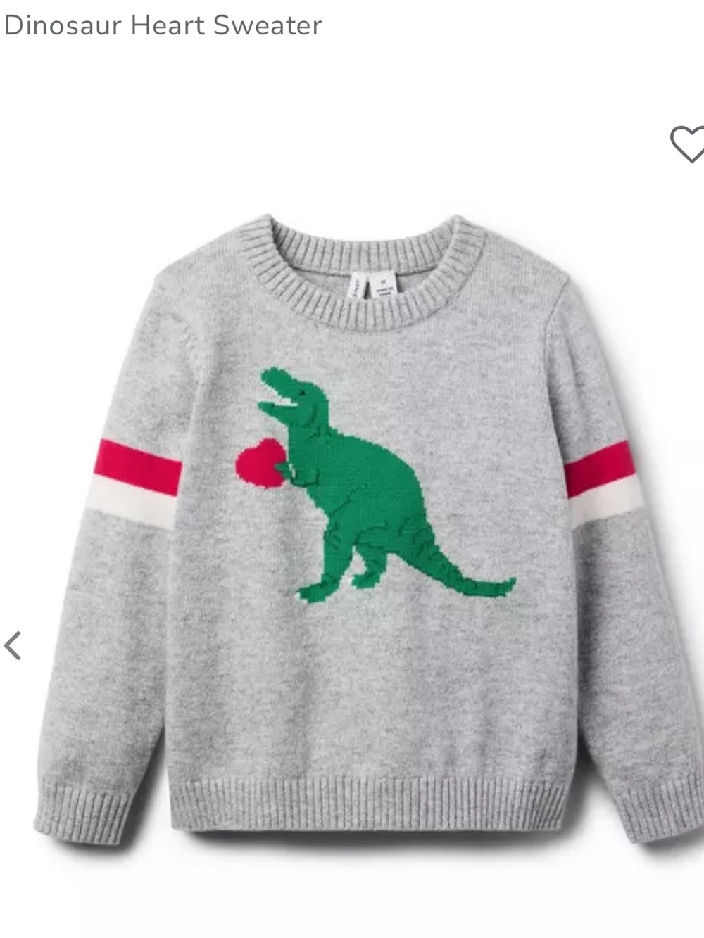 Janie and Jack Kids Grey Dinosaur Heart Sweater